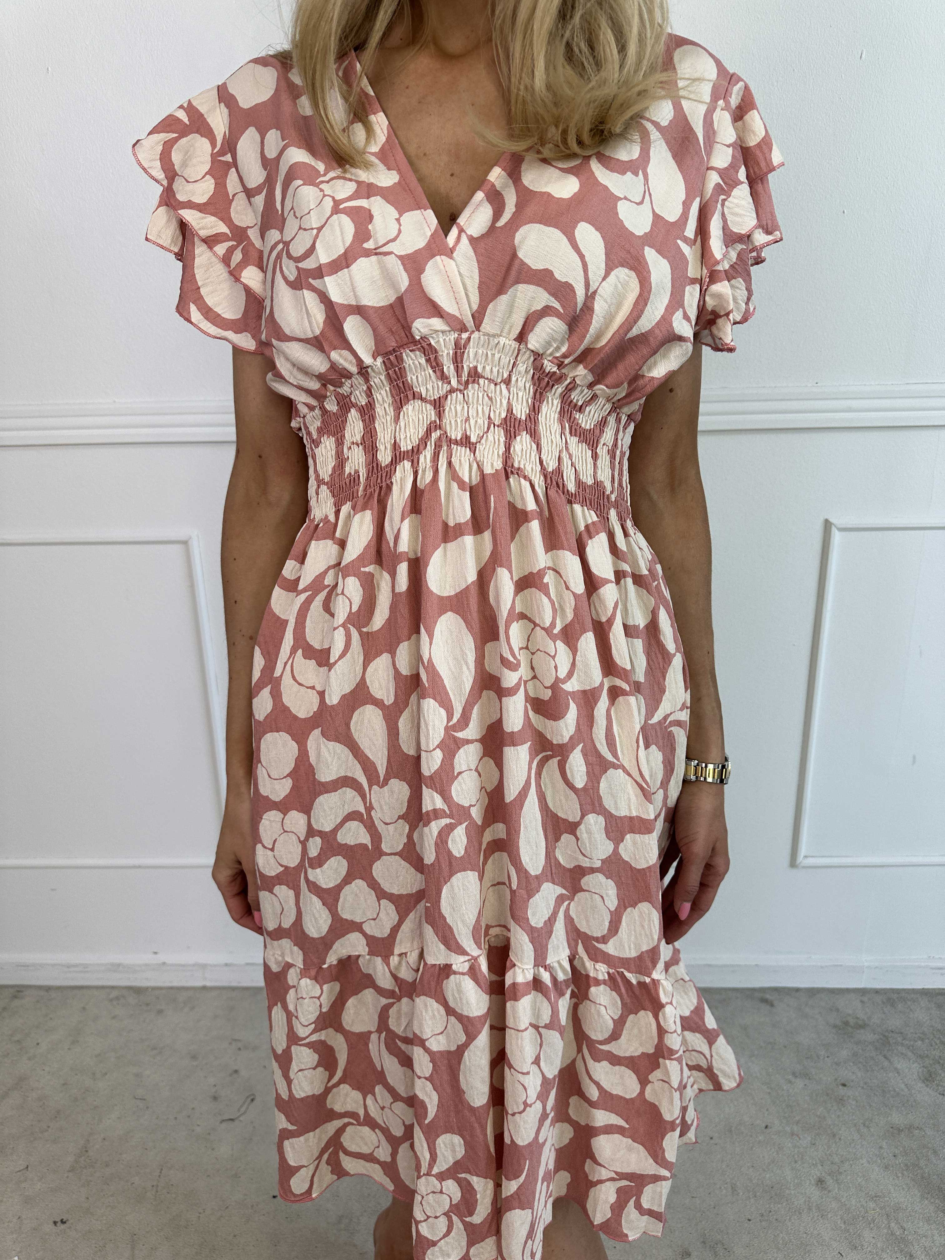 Palina Flower Short - Blomstret kjole i viskose med smock